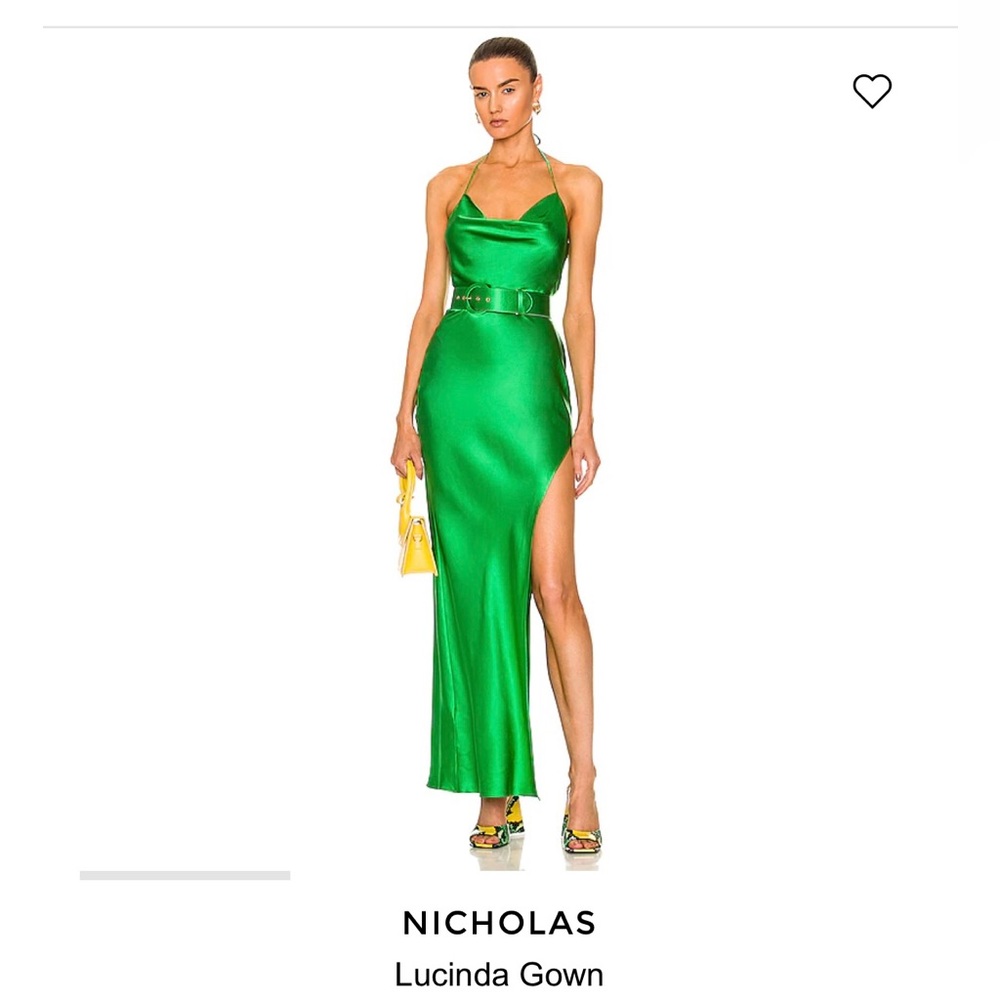 Gorgeous Silk Green Nicholas “Lucinda” Dress! Maxi with high slit! US Size 8!
